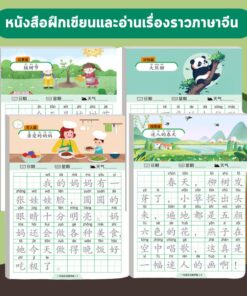 ชุดฝึกเขียนบทความภาษาจีน 4 เล่ม พร้อมภาพประกอบ พินอิน และช่องตารางฝึกคัดอักษรจีน